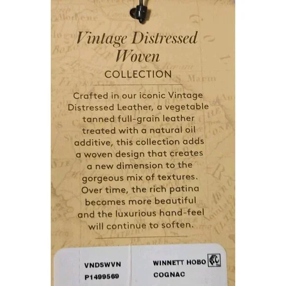 Patricia Nash Winnett Vintage Distressed Woven Leather Hobo Bag Cognac-NWT - Picture 12 of 12